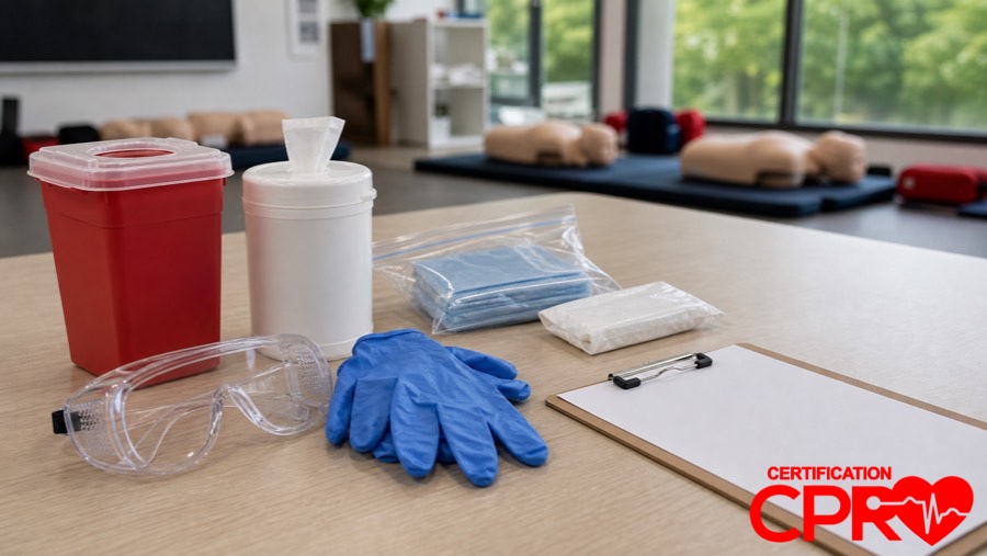 Bloodborne pathogens training supplies for CPR certification classes in Fort Worth.