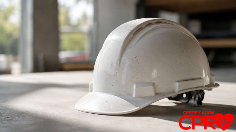 Construction helmet for CPR certification training in Fort Worth.