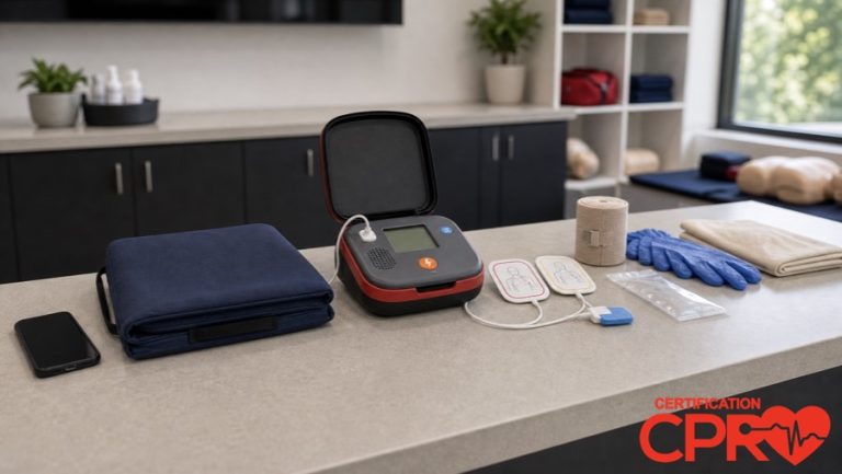 AED trainer and CPR classroom supplies for learning the Chain of Survival in Fort Worth.